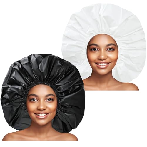 Super Jumbo Shower Cap for Women 2-Pack Extra Large Waterproof Hair Caps
