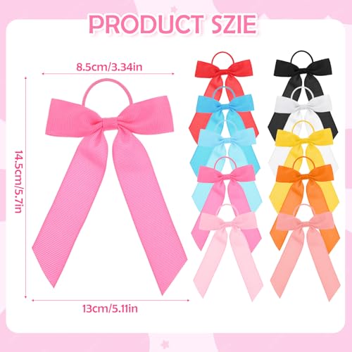 Grevosea 10 Pcs Hair Ribbons Bow Hair Ties Elastic Ponytail Holders