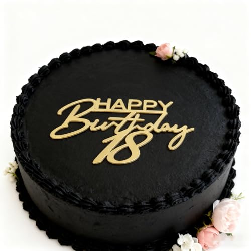 Happy Birthday 18 Cake Topper - Gold Acrylic Decoration