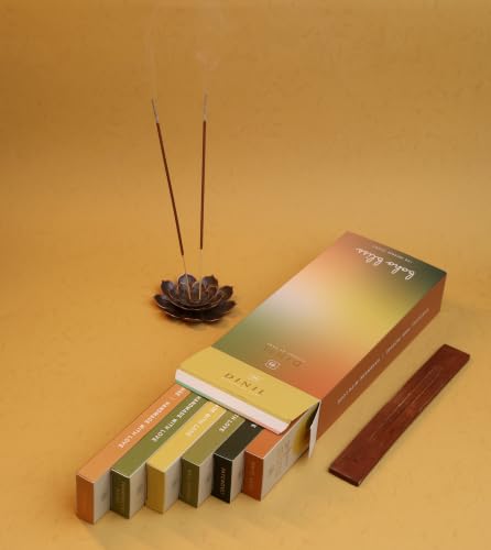 Dinil Boho Bliss Incense Gift Set, 120 Natural Sticks, Brown Holder