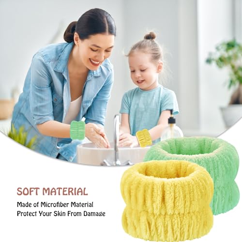 Darfukei Spa Wrist Bands for Washing Face, 4-Pack Absorbent Microfiber Arm Towels