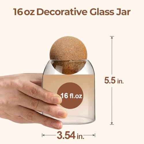 16oz Glass Jar with Cork Lid - Stylish Coffee & Sugar Storage