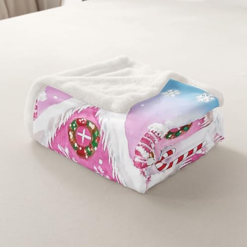 Kids Pink Merry Christmas Fleece Throw Blanket Queen 90x90 - Feelyou Variation 100 / Queen