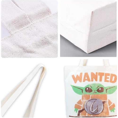 Baby Yoda Canvas Tote Bag - Eco-Friendly Star Wars Reusable Bag Set