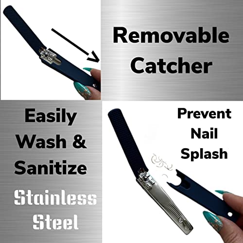 ALAZCO Large Nail Clipper with Non-Slip Grip & Removable Catcher