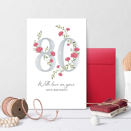Elegant 80th Birthday Card for Men & Women - Thoughtful Gift