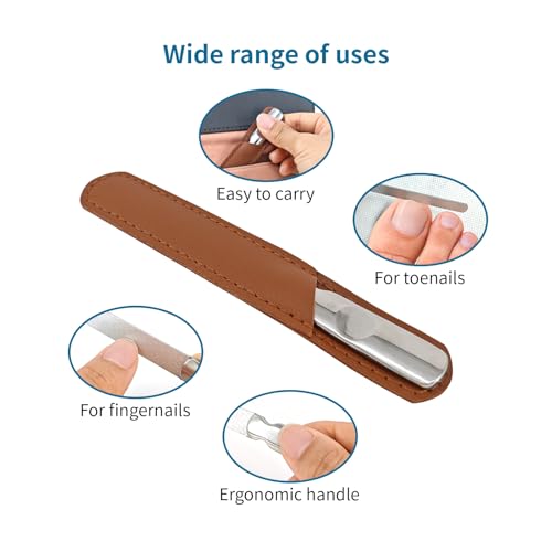 Ryidkcs Professional Stainless Steel Nail File with Leather Pouch