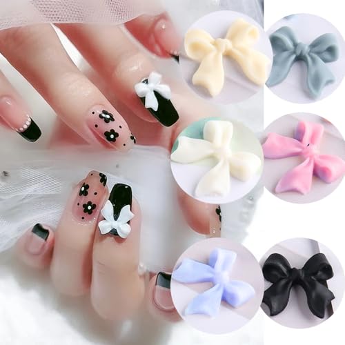 3D Colorful Aurora Bow Nail Charms - 48 Pieces for DIY Nail Art