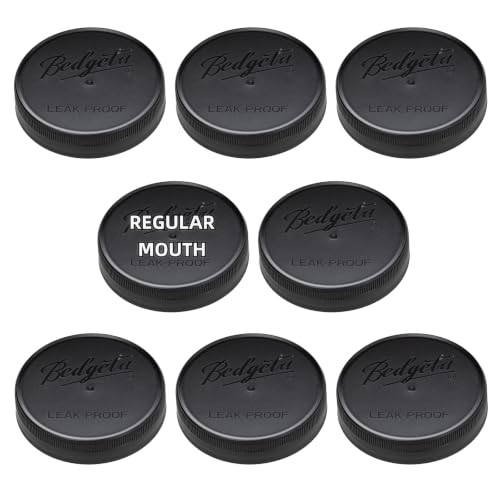 Bedgeta Regular Mouth Mason Jar Lids 8 Pack Black Leakproof Food Storage Caps