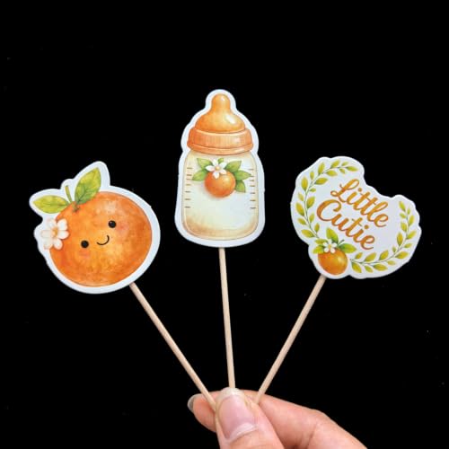 ALISSAR 36 Pcs Baby Shower Cupcake Toppers - Little Cutie Theme