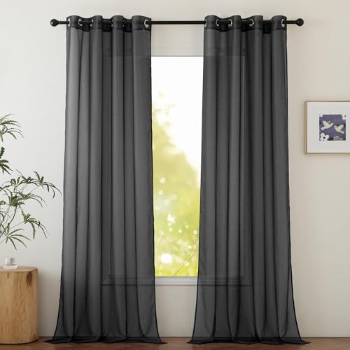 NICETOWN Black Sheer Curtain Panels 54" x 84" - Pack of 2
