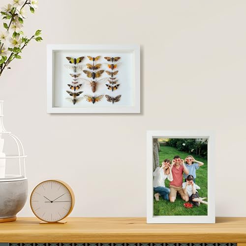 5x7 White Shadow Box Frame with Real Glass Display Case for Memorabilia