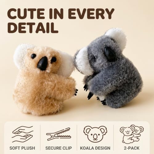 Plush Koala Hair Claw Clips 3-Piece Set Cute Animal Hair Accessories