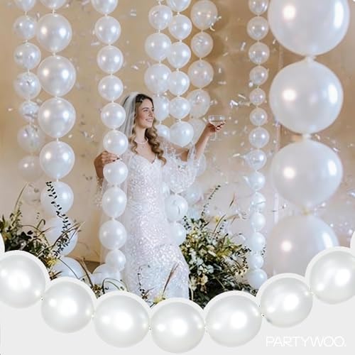 100 Pack Pearl White Linking Balloons - 6 Inch for Parties
