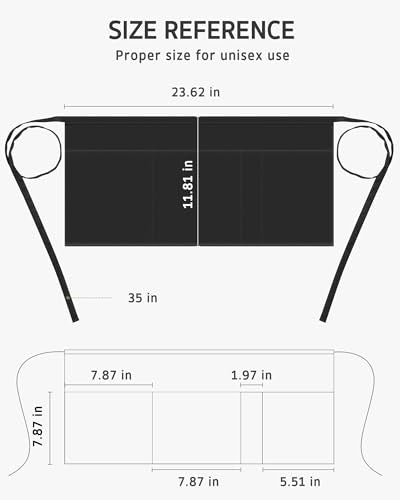 Syntus Black Server Apron for Men & Women - 1 Pack