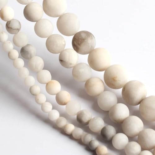 THRELE 8mm Matte White Quartz Bead Kit with Cord and Storage Bag