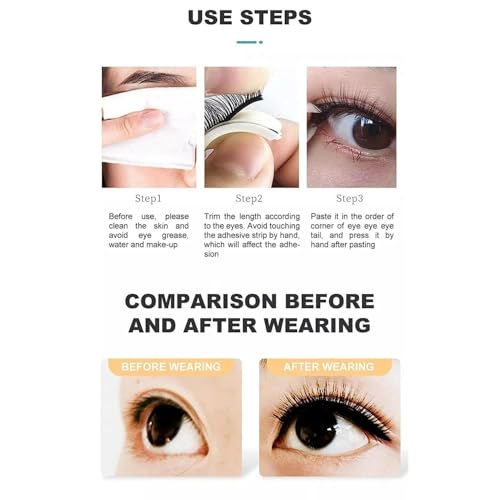 Qemixly Self-Adhesive Eyelash Strips - 40 Pcs No Glue Fake Lashes