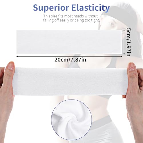 Mabor 3-Piece Non-Slip Elastic White Sweat Headbands for Workout