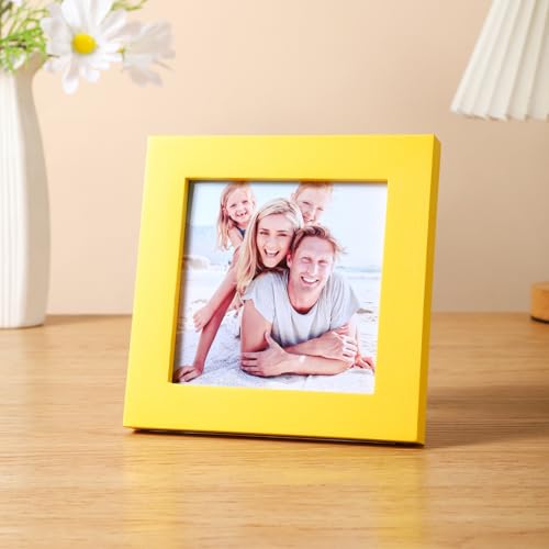 4x4 Yellow Solid Wood Picture Frame with Plexiglass