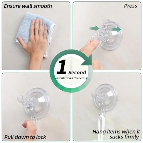 Goabroa 3 Pack Suction Cup Hooks - Clear Double Hooks for Flat Surfaces