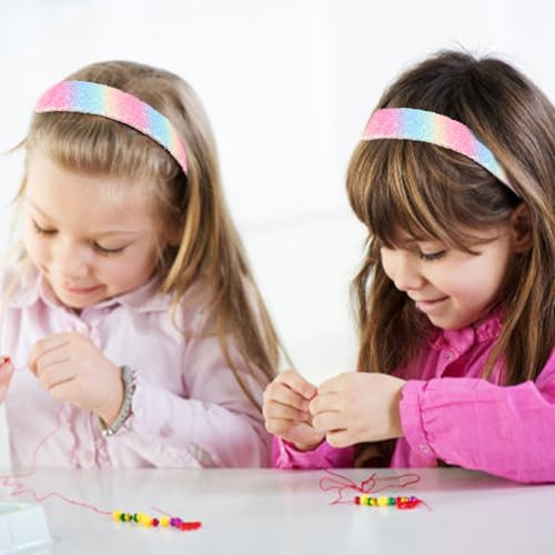 AMCAMI Glitter Headband for Girls Pink Stripes Sparkly Hair Band