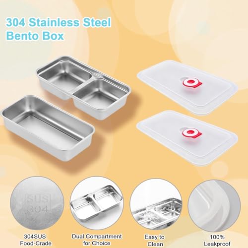 304 Stainless Steel Double Compartment Snack Container