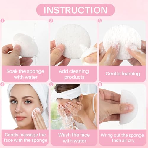 Compressed Facial Sponges 30-Count Natural Cellulose Makeup Remover