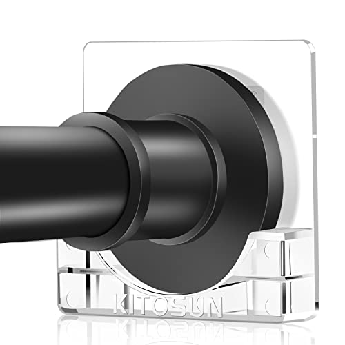 Kitosun Adhesive Shower Curtain Rod Holder, Clear Wall Mount Brackets - 1 Pair