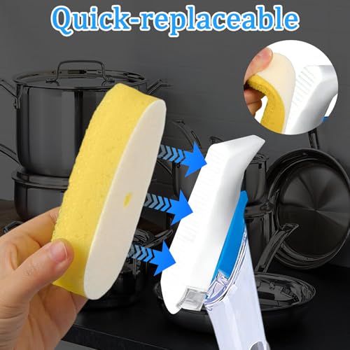 Logohu 8-Pack Dish Wand Sponge Refills Compatible with Scrub Daddy - Non-Scratch Kitchen Scrubber Heads