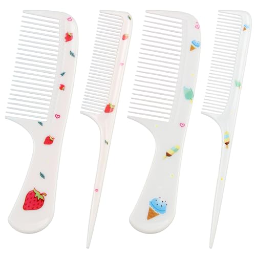 EMYVSVO 4-Piece Kids Hair Comb Set - Fine-Tooth Plastic Styling Brushes
