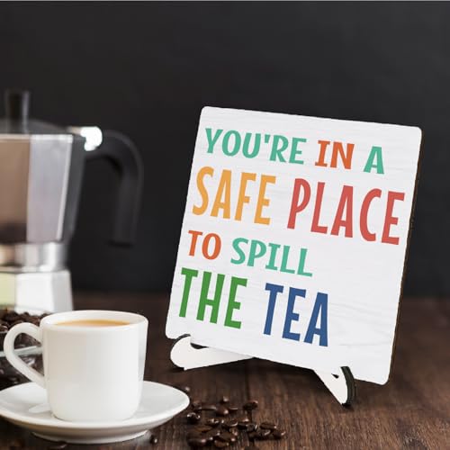 School Counselor Desk Sign Spill the Tea Wooden Office Decor 5x5