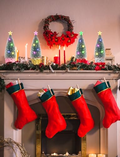 Mini Christmas Tree with Lights - 8 Pack Tabletop Holiday Decor - Variation of 8
