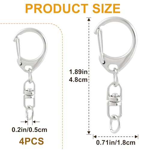 Winsyison 4pcs Zinc Alloy Swivel Lobster Clasp Keychain Clips