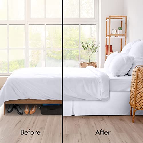 Utopia Bedding European Single Valance Sheet White - Pleated, Microfiber, Fits Under Mattress & Floor