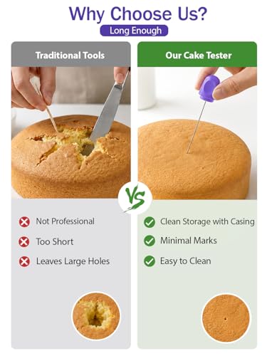 Cunyuer Cake Tester Stick - 6.3 Inch Stainless Steel with Cover | Reusable Cake Testing Needle for Baking