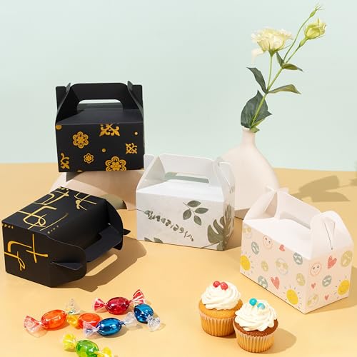 NyuOurea 10-Pack Green Leaf Gable Favor Boxes, 6.5x4x4 Inches