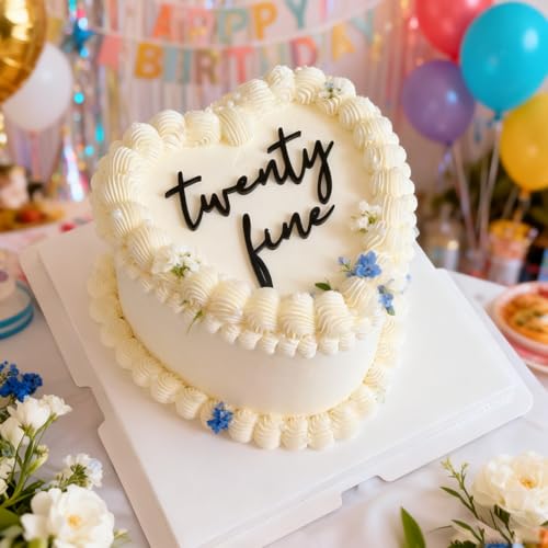 Elegant Black Acrylic Cake Topper for 20th Birthday & Anniversary