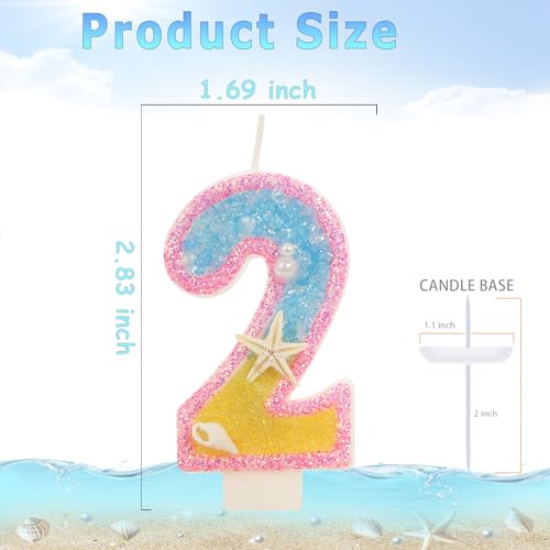 Pink Number 2 Birthday Candle - 3” Eco-Friendly Cake Topper