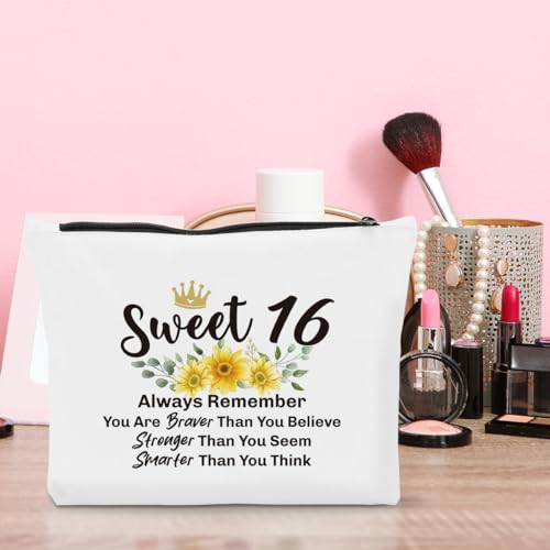 Funny 16th Birthday Makeup Bag Cotton Cosmetic Pouch for Girls