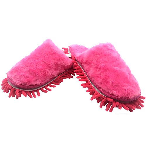 Selric Washable Chenille Mop Slippers (Size 5.5-8.5) - Rose Red