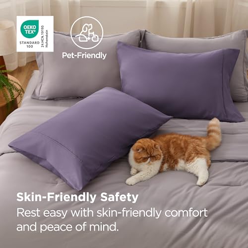 Bedsure King Size Pillow Cases Set of 2 - Grayish Purple 20x36