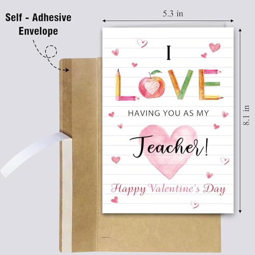 Valentine's Day Appreciation Card for Teachers - 8x5.3 Inches