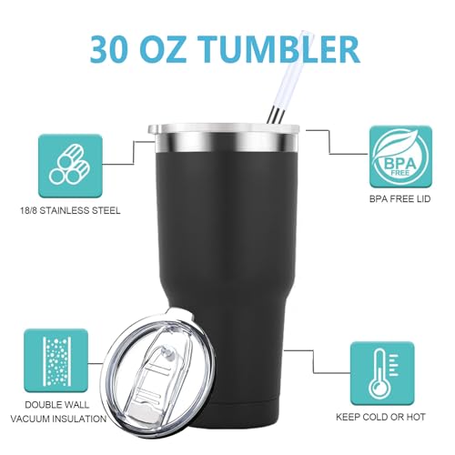 30oz Travel Mug for Couples - Insulated Stainless Steel Tumbler with Black & Rose Gold Finish