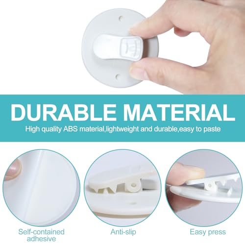 AxiyanX 4Pcs Shower Curtain Clips with Adhesive Wall Mounts - White