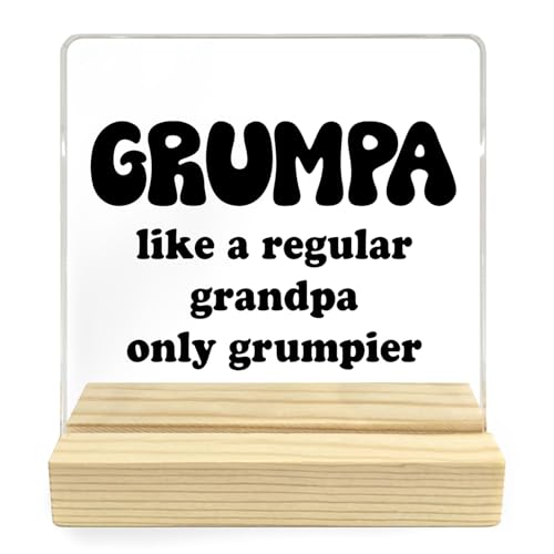 Funny Grandpa Acrylic Desk Sign - Grumpier Than Regular Grandpa Gift