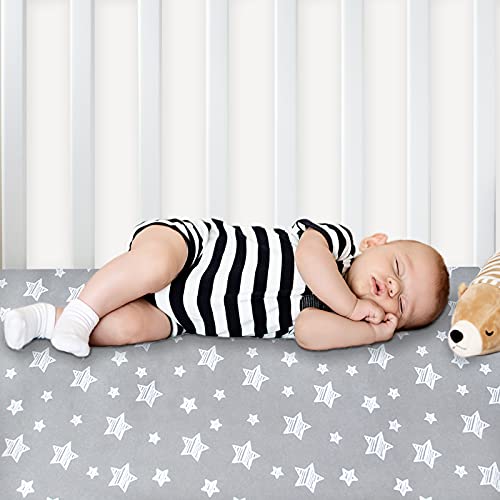 Moonsea 2-Pack Mini Crib Sheets, Stars & Bunny Playard Fitted Sheets