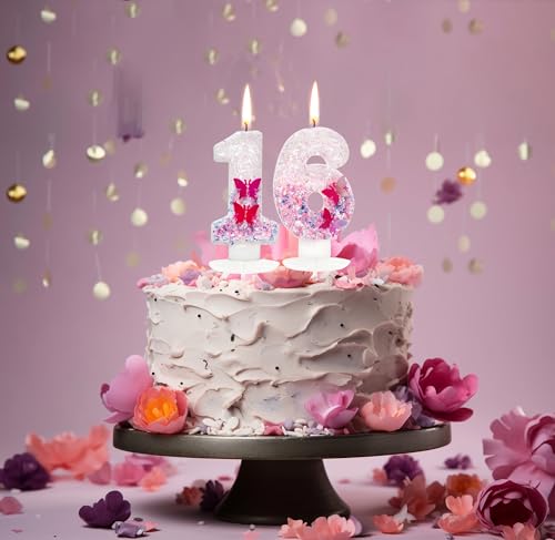 Rose Butterfly Number 4 Birthday Candle - Pink Cake Decoration