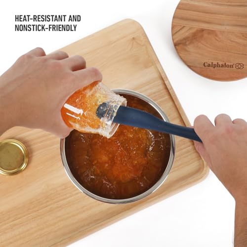 Calphalon Navy Blue Silicone Jar Scraper - 9-Inch Heat-Resistant Spatula