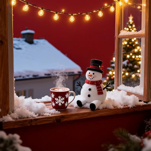 Christmas Fake Snow 3 LB Artificial Cotton Snow for Indoor Decor & Crafts - Lifelike Faux Fluffy Snow for Christmas Trees, Villages, Nativity Scene