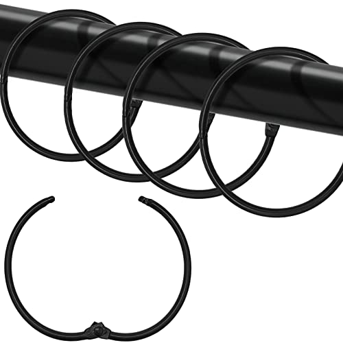 LULARINE Black 24 Pack Shower Curtain Hooks Rings - Rustproof Metal, Easy Glide, 2-Inch Inner Diameter